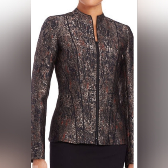 Lafayette 148 New York Black and Brown Women's Blazer Size 12 - Picture 2 of 10